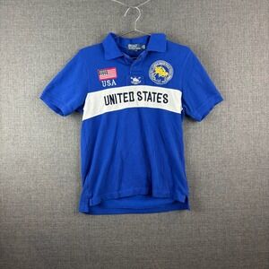 Polo Ralph Lauren Polo Shirt Mens Medium Custom Fit USA Flag United States‎ IV
